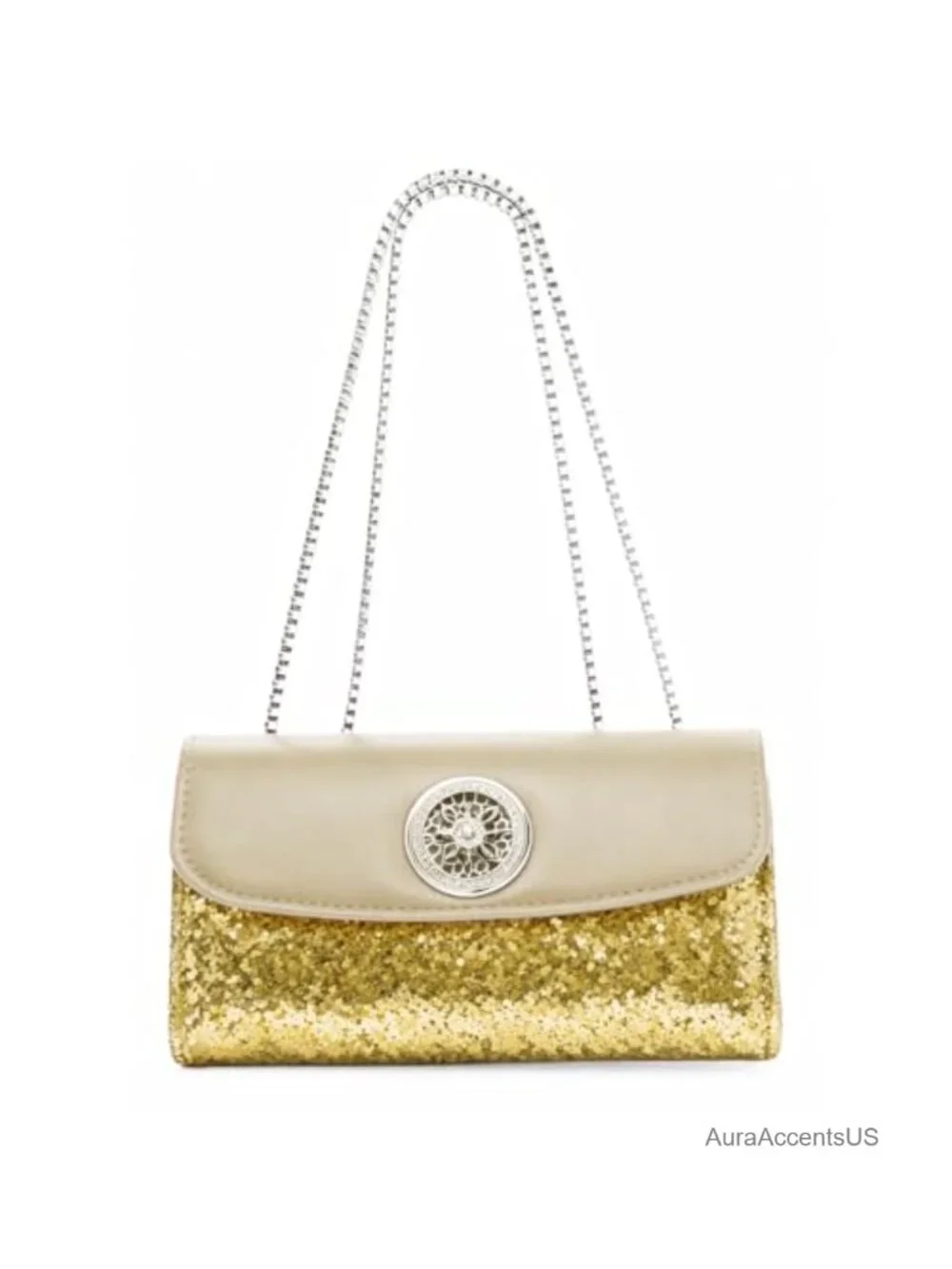 Small Flap Leather Crossbody Bag with Chain Strap